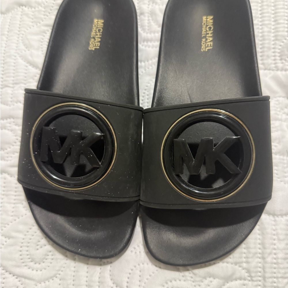 Michael Kors Black Logo Slide Sandals